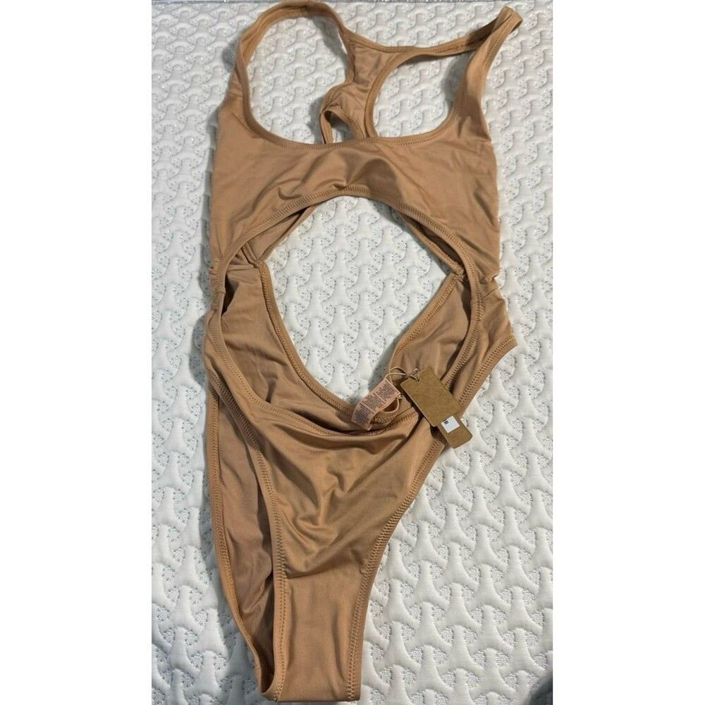 Skims Swim Monokini Swimsuit Ochre Medium - Picture 2 of 8